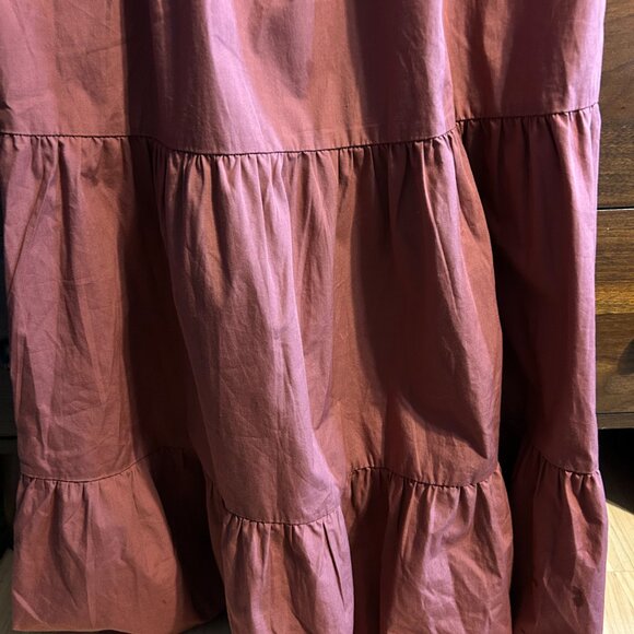 Abercrombie & Fitch Smocked Angel Sleeve Tiered Midi Dress - Rust - Size M - Picture 9 of 10